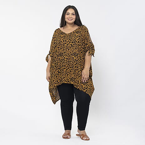 Tamsy 100% Viscose Cold Shoulder Longline Top (One Siz,8-18) - Brown