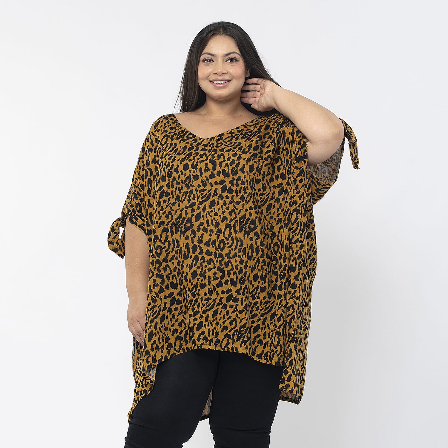 Tamsy 100% Viscose Cold Shoulder Longline Top (One Siz,8-18) - Brown