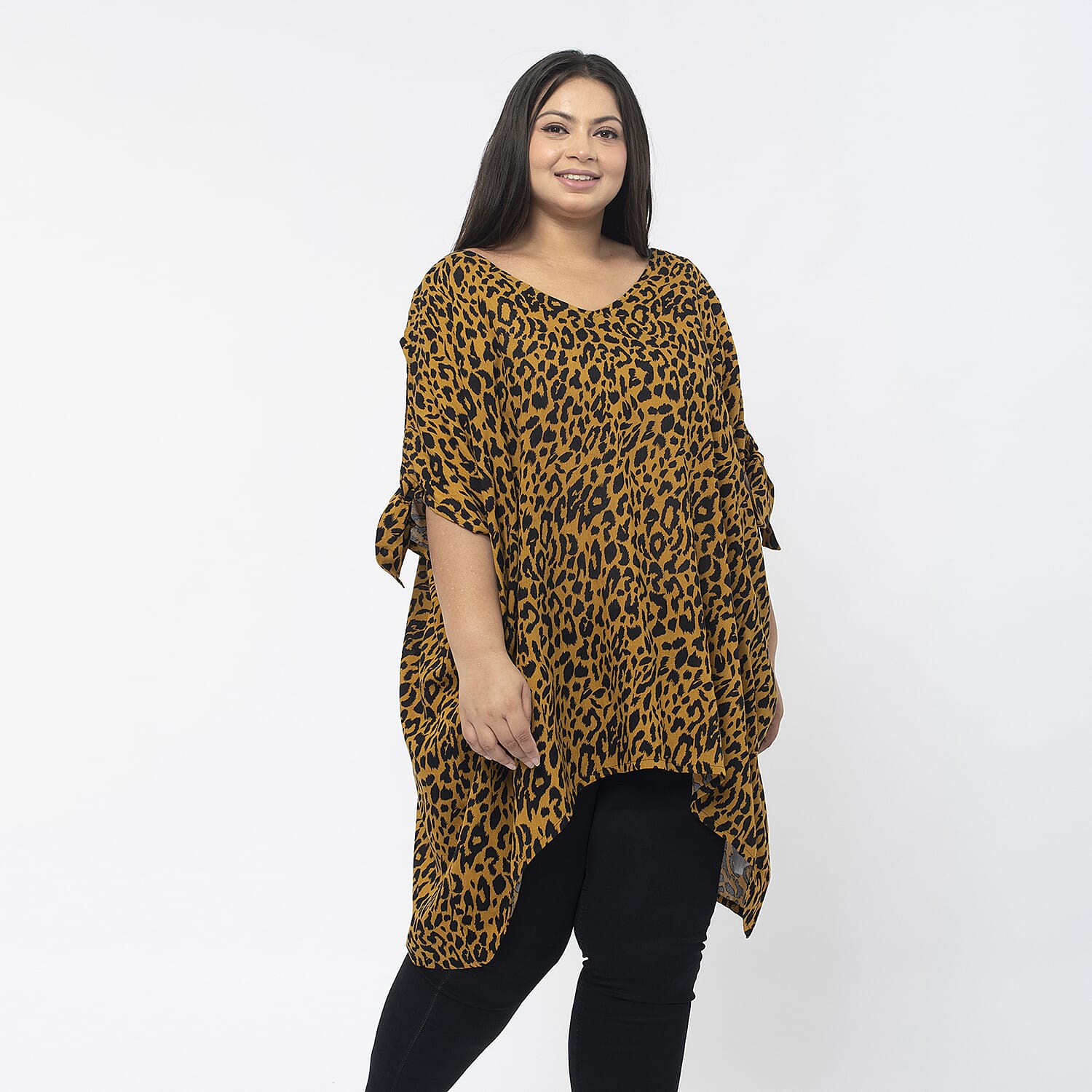 Tamsy 100% Viscose Cold Shoulder Longline Top (One Siz,8-18) - Brown