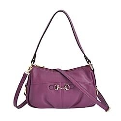 Genuine Leather Crossbody Bag with Detachable Strap - Black