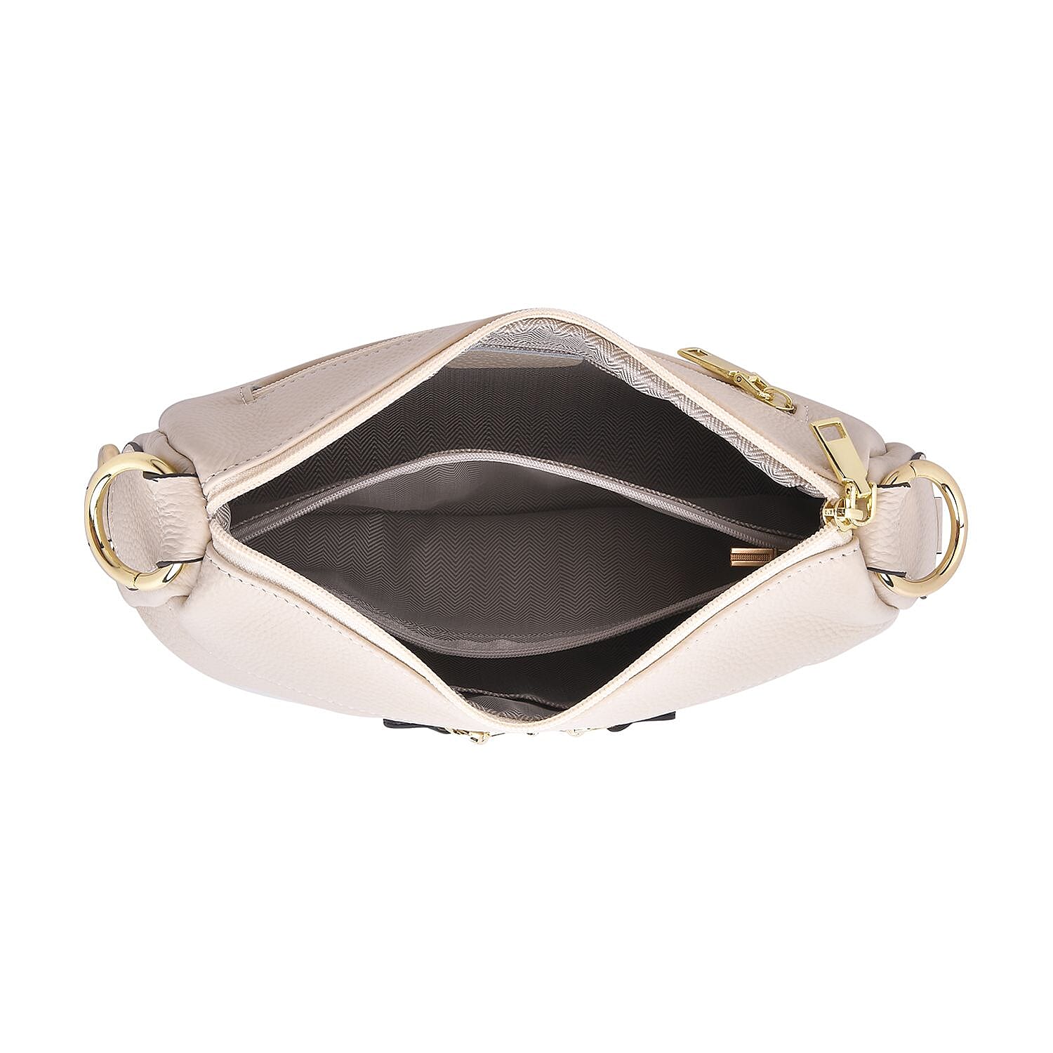 Genuine Leather Crossbody Bag with Detachable Strap - White