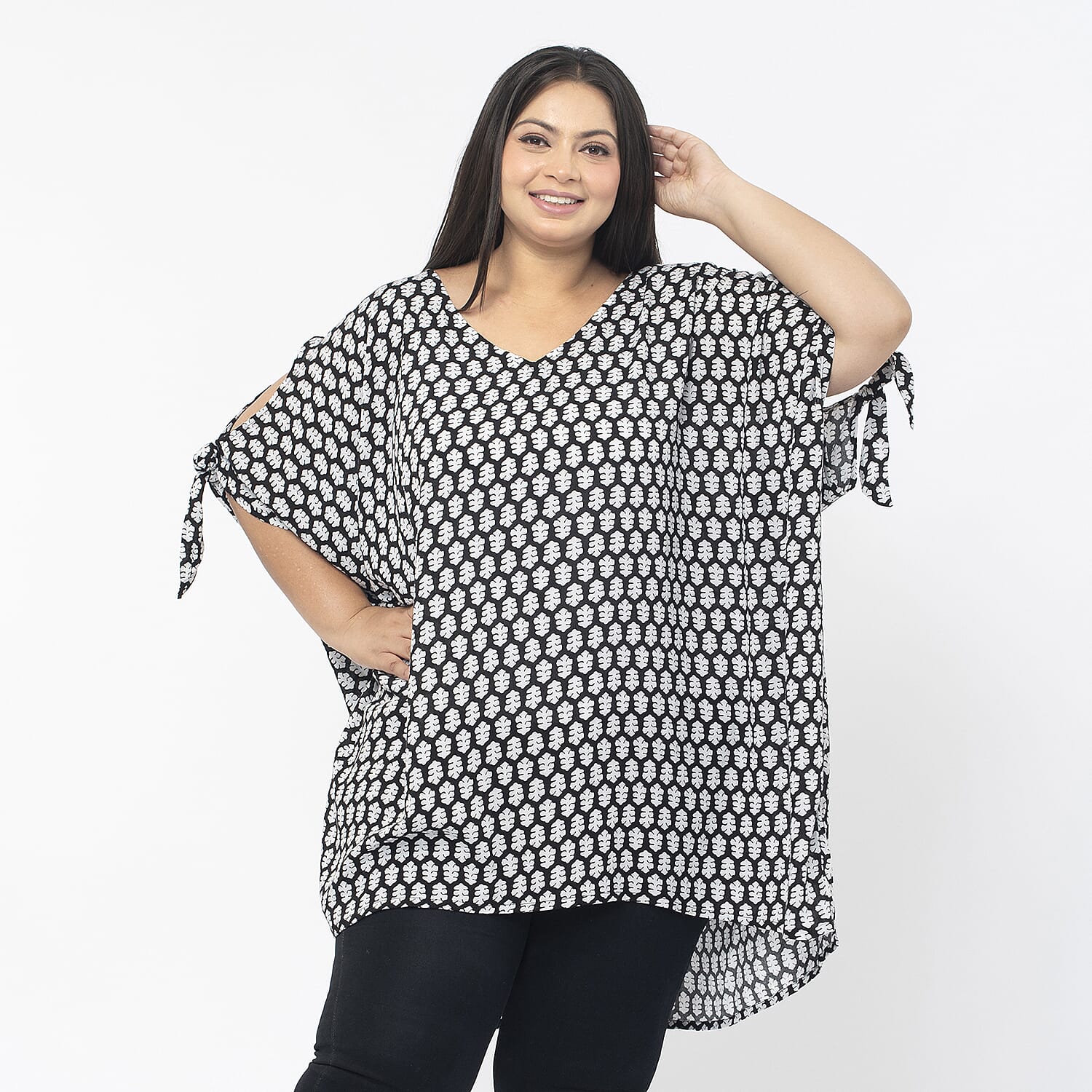 Tamsy Viscose Printed Top (Size 99x1 cm) - Brown & Brown