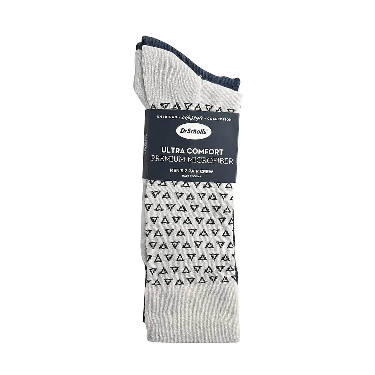 Dr. Scholls Mens 2 Pair Dress Crew Socks (Size 7-12) - Navy & Tan