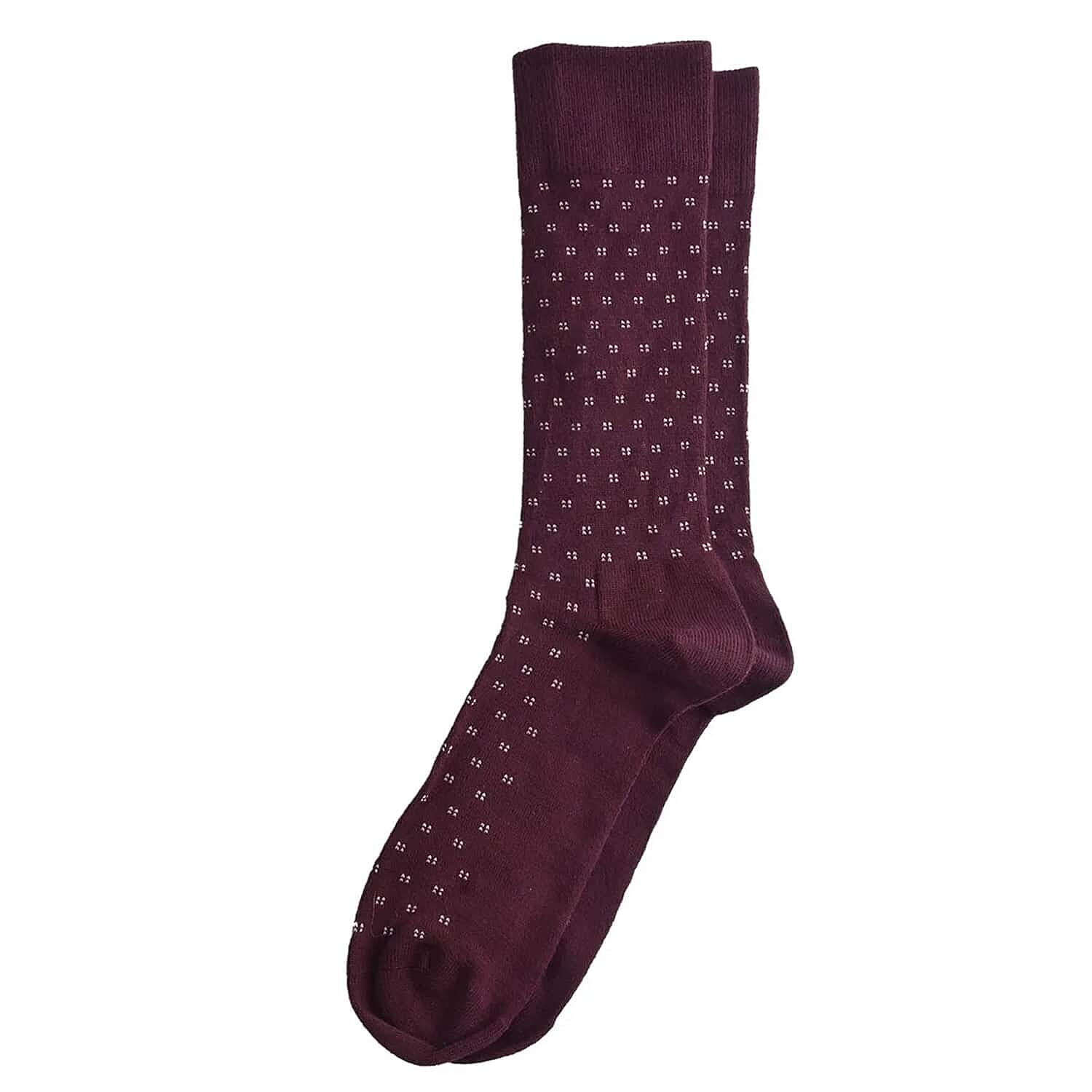 Dr. Scholls Mens 2 Pair Micro Pattern Dress Crew Socks (Size 7-12) - Burgundy & Grey