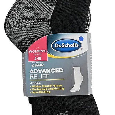 Dr. Scholls Womens Advance Relief Ankle Socks 2x Pair (Size 4-10