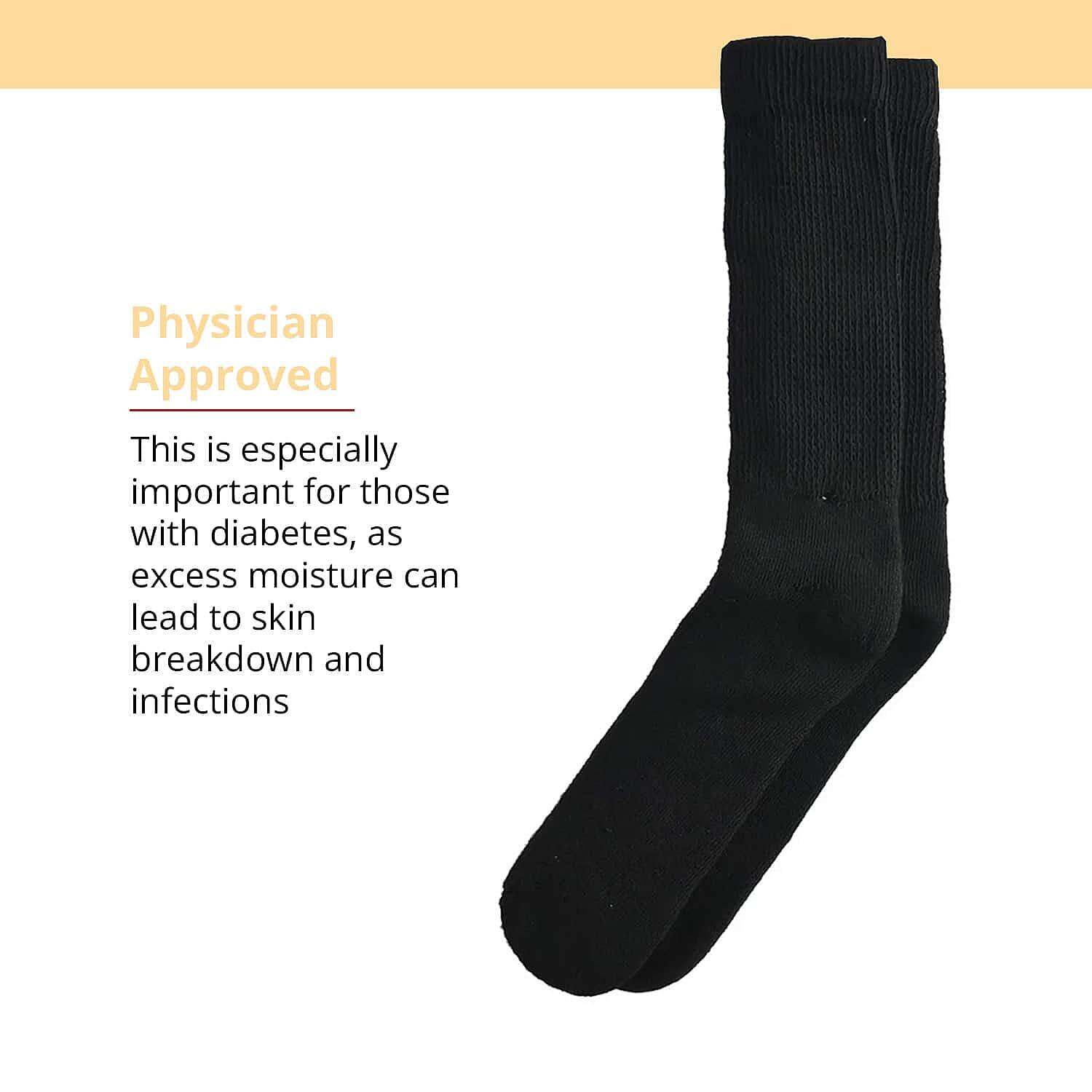 Dr. Scholls Diabetes and Circulatory Crew Socks - Black (Sizes 8-12)