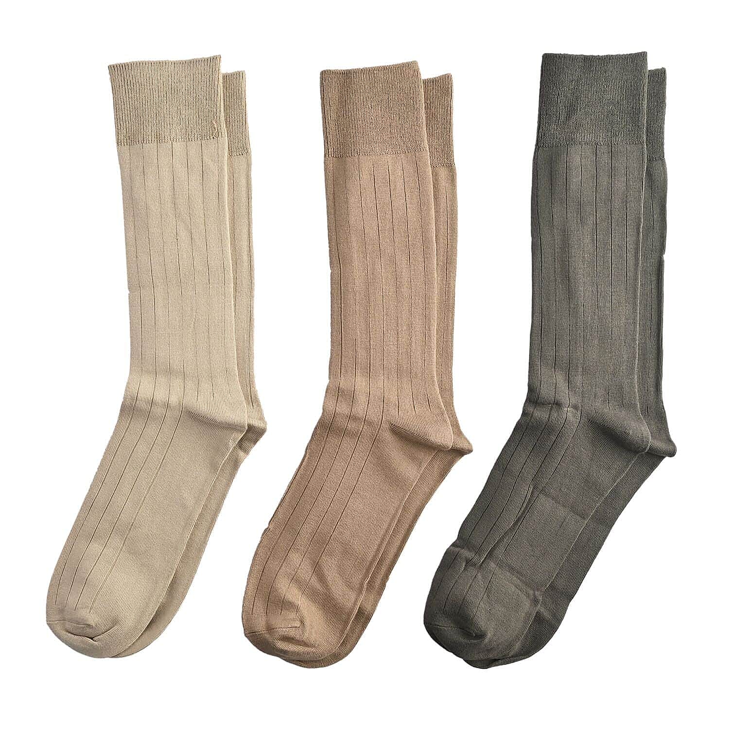 Savile Row Mens Rayon Dress Socks Sizes 7 12 Green Khaki and Tan Pack of 3