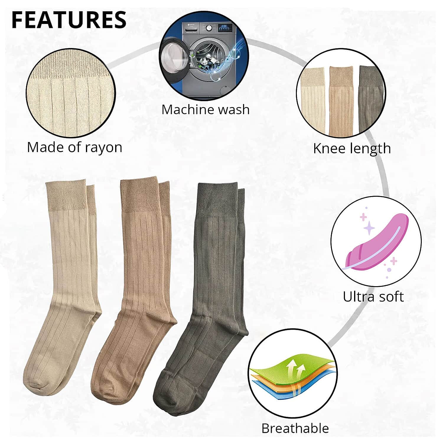 LUXURY GIFT IDEA- The Savile Row Company Set of 3 Bamboo Blend Socks (Size 7-12)