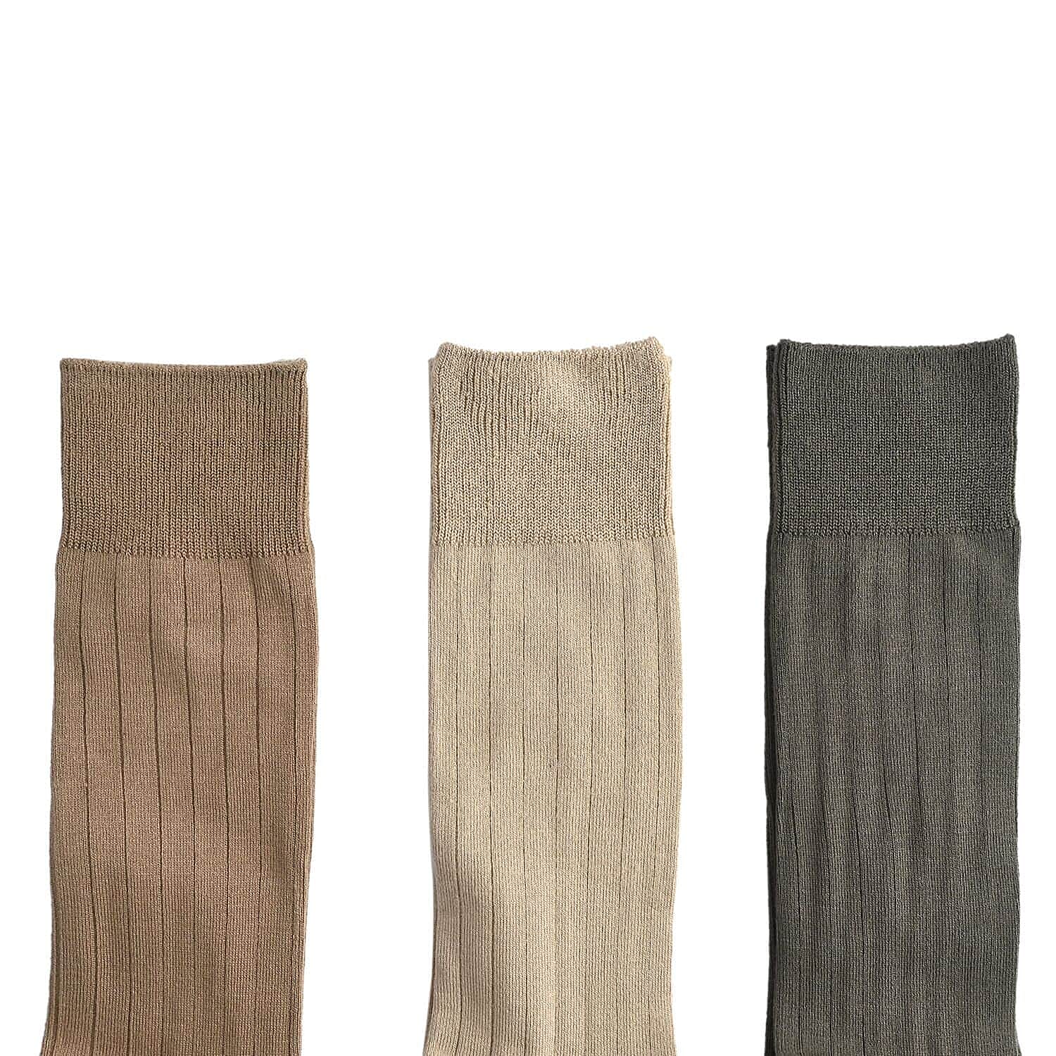 Ike Behar 3 Pair Mens Dress Socks (Size 7-12) - Green, Khaki & Tan