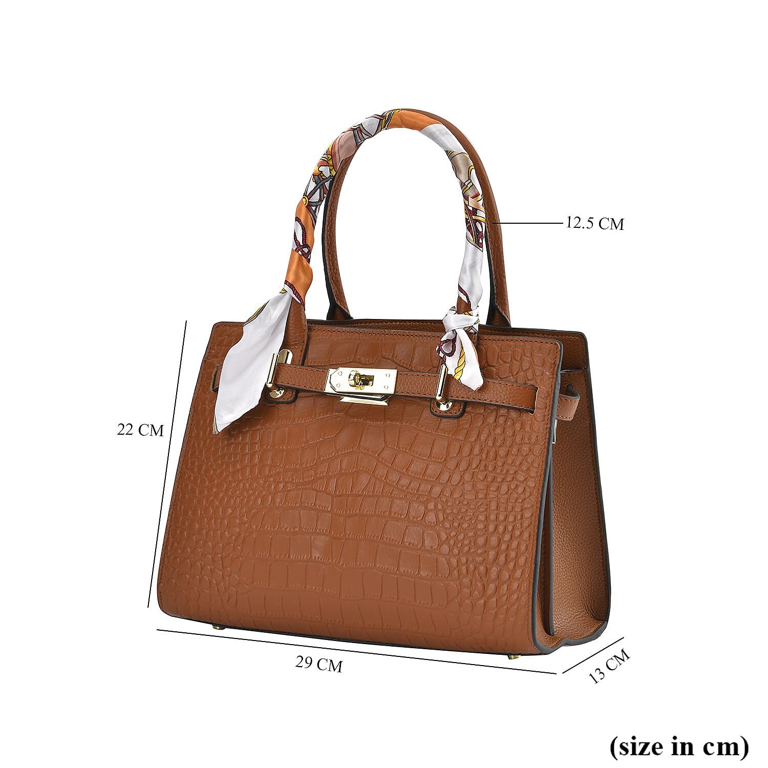 La Marey Genuine Leather Solid Crossbody Bag with Detachable Strap - Tan