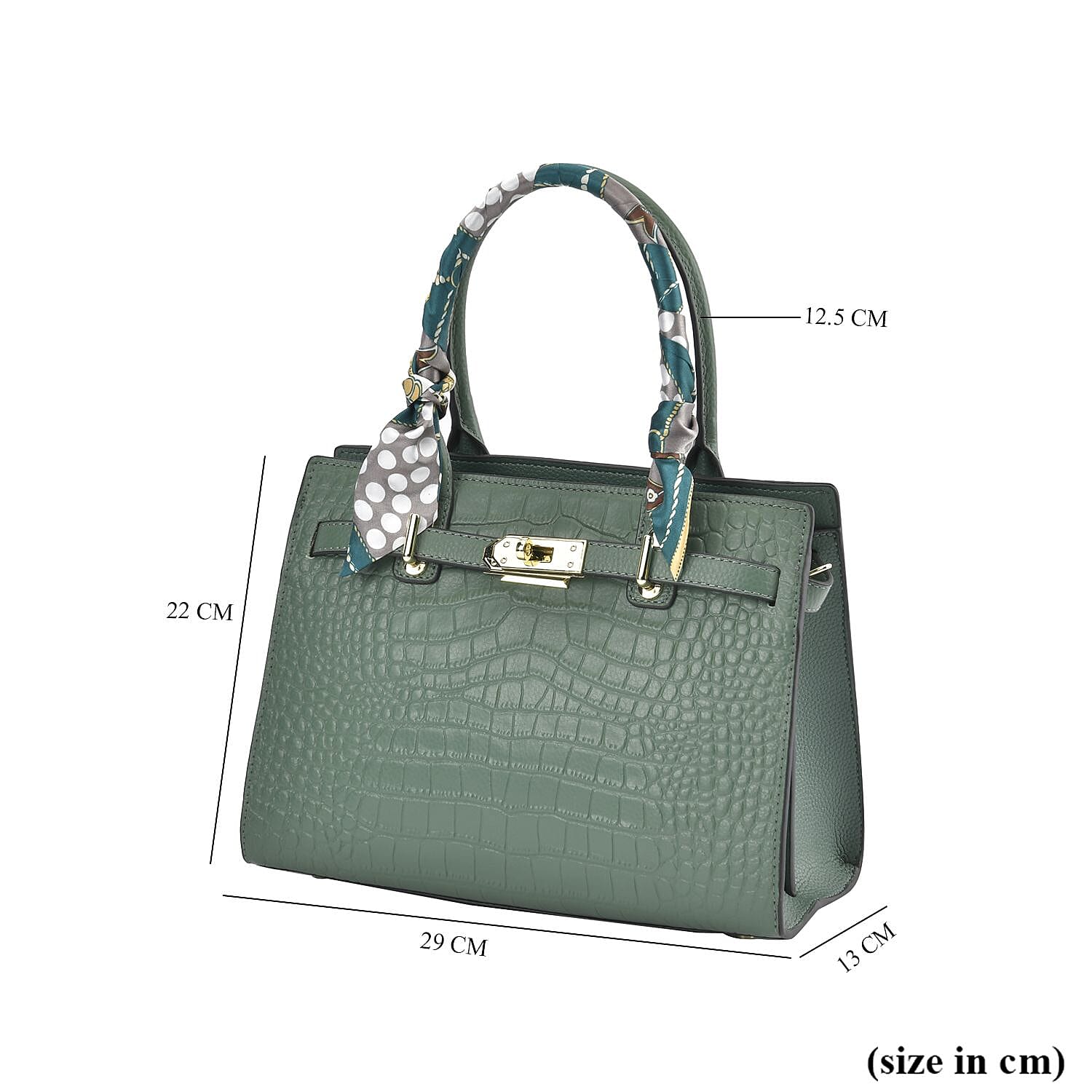 La Marey Genuine Leather Solid Crossbody Bag with Detachable Strap - Green