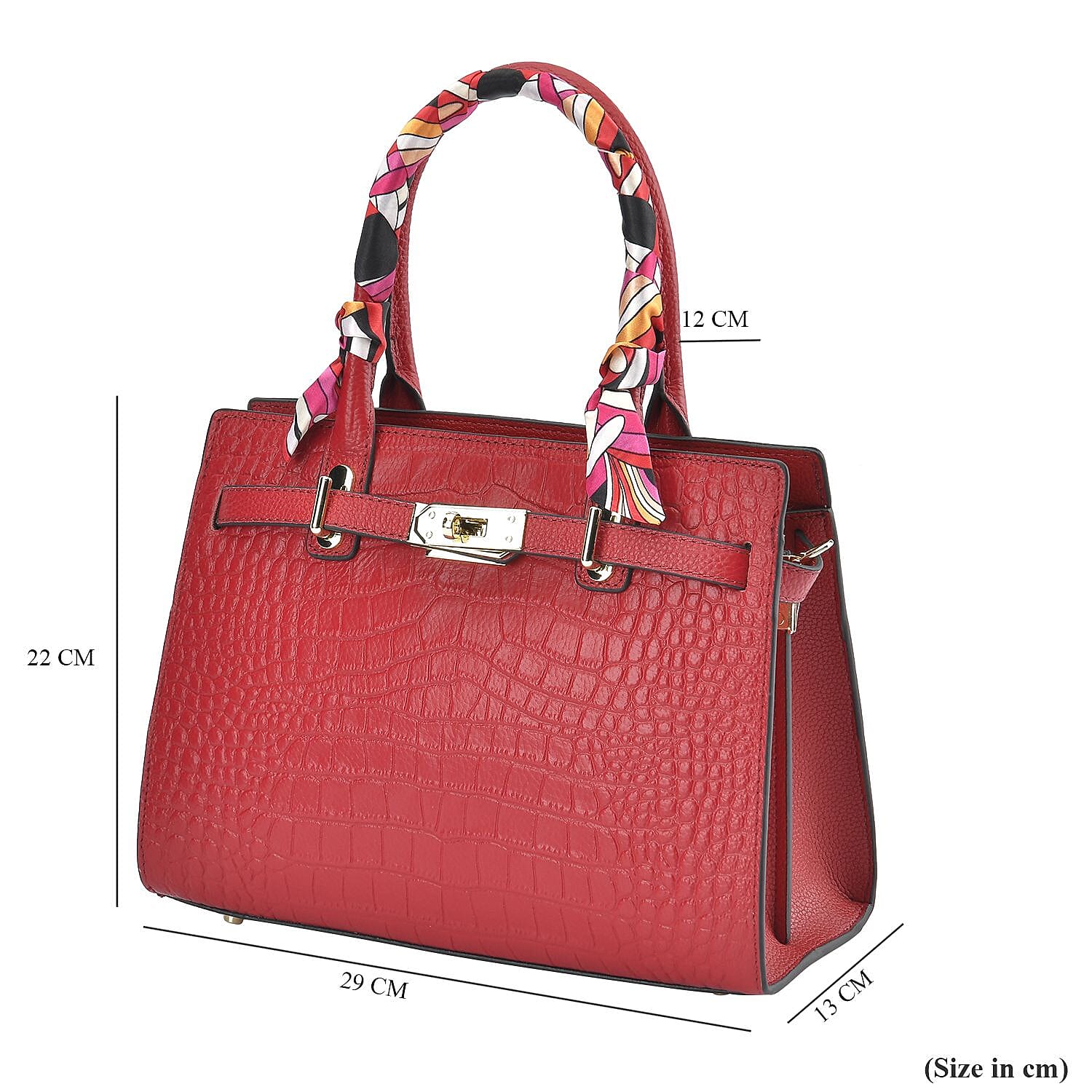 La Marey Genuine Leather Solid Crossbody Bag with Detachable Strap - Red