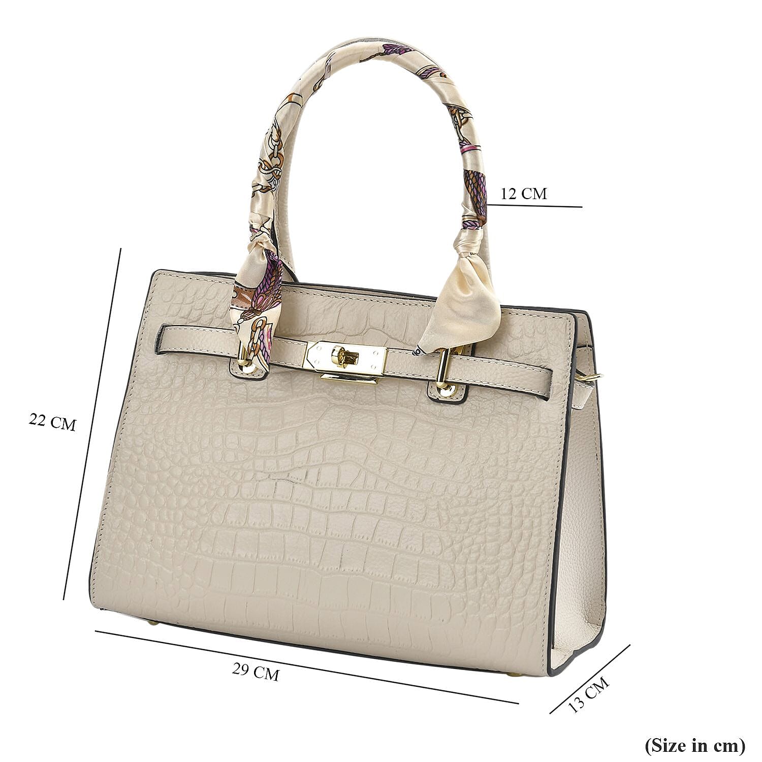 La Marey Genuine Leather Solid Crossbody Bag with Detachable Strap - White