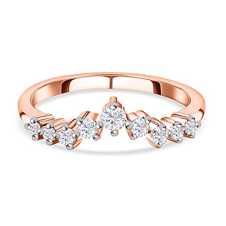 Moissanite Scatter Wishbone Ring in Platinum Overlay Sterling Silver