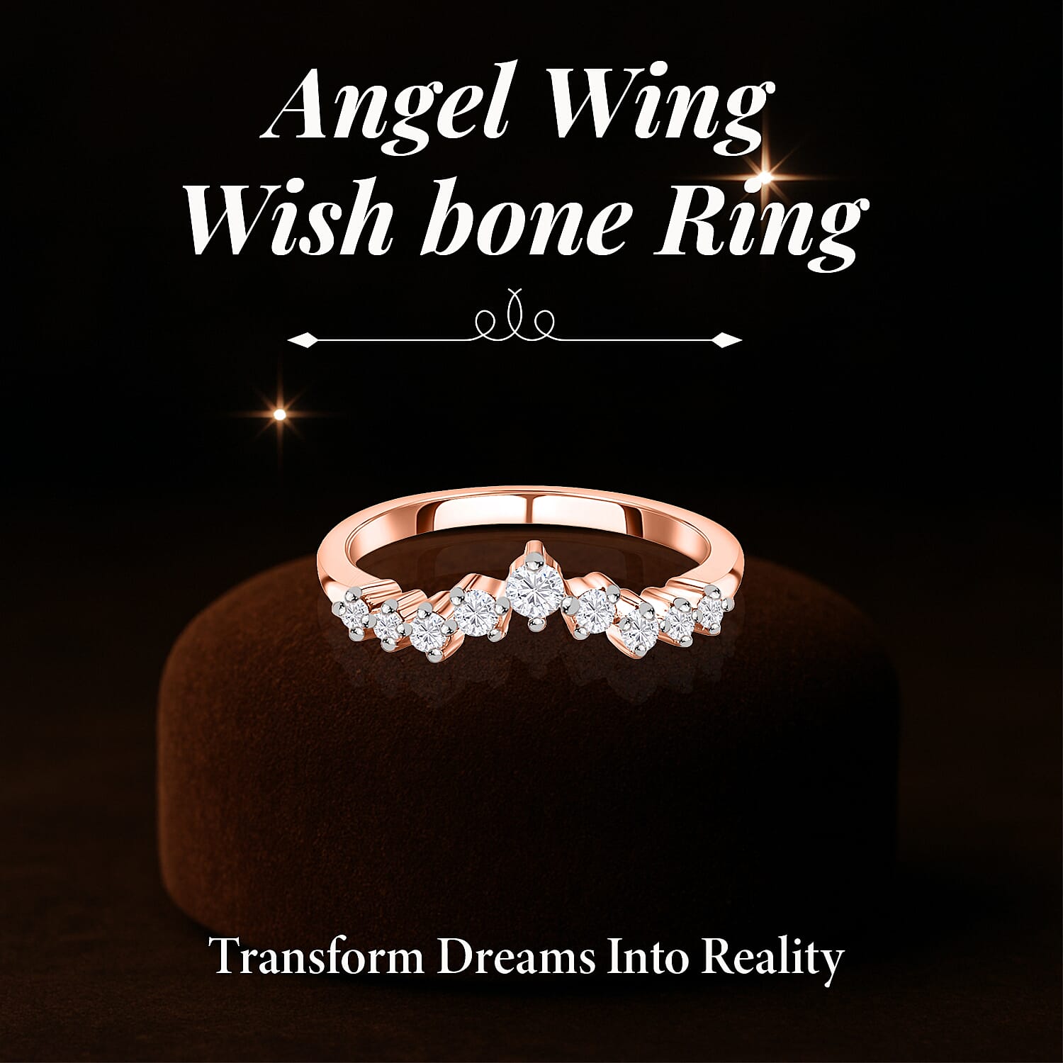 Moissanite Wishbone Ring in Sterling Silver