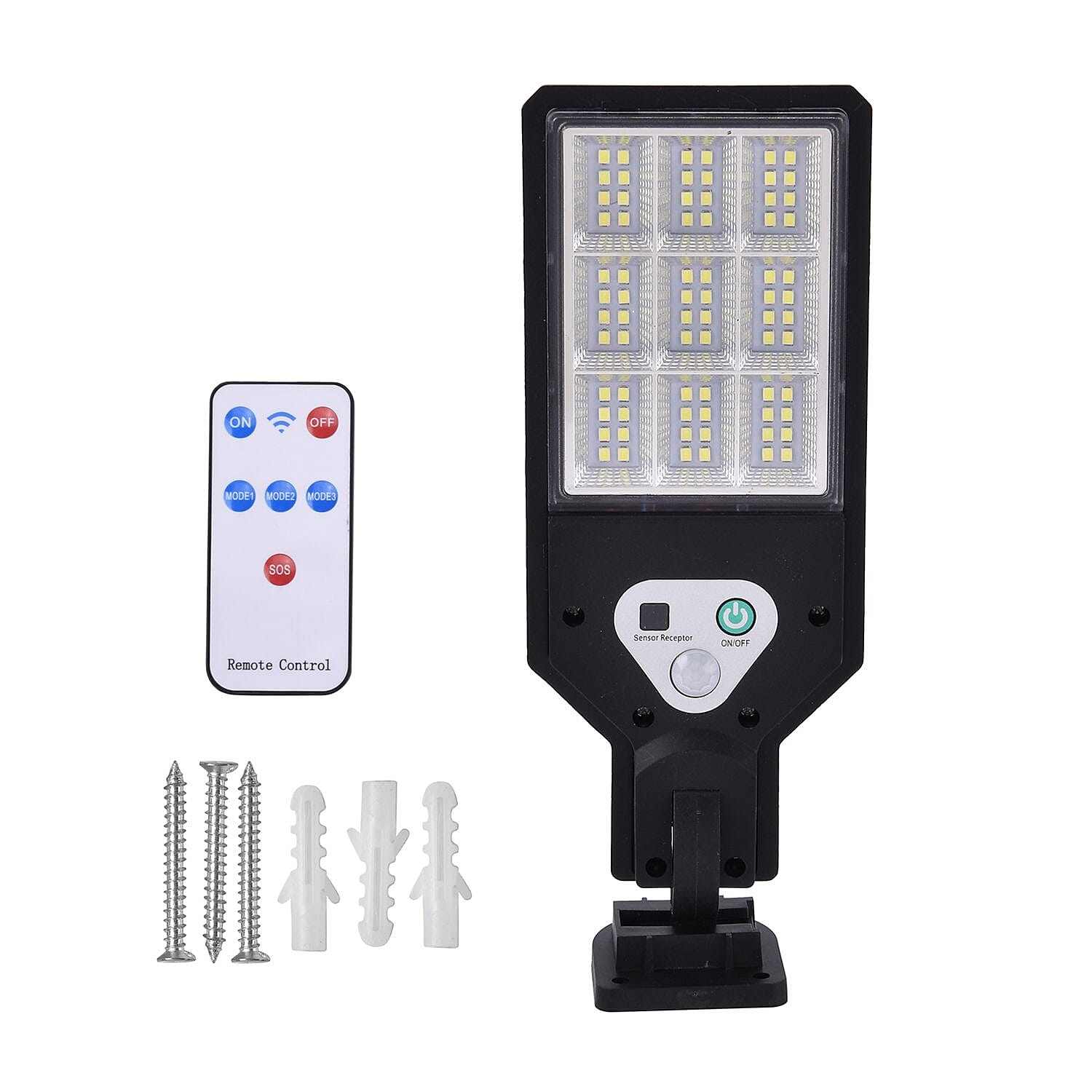 Solar Powered Motion Sensor Lamp with 3 Modes & SOS Flash with Remote