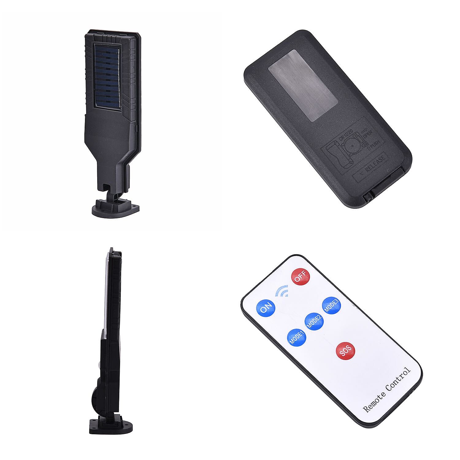 Solar Powered Motion Sensor Lamp with 3 Modes & SOS Flash with Remote - (12.5 x 8.5cm) Black