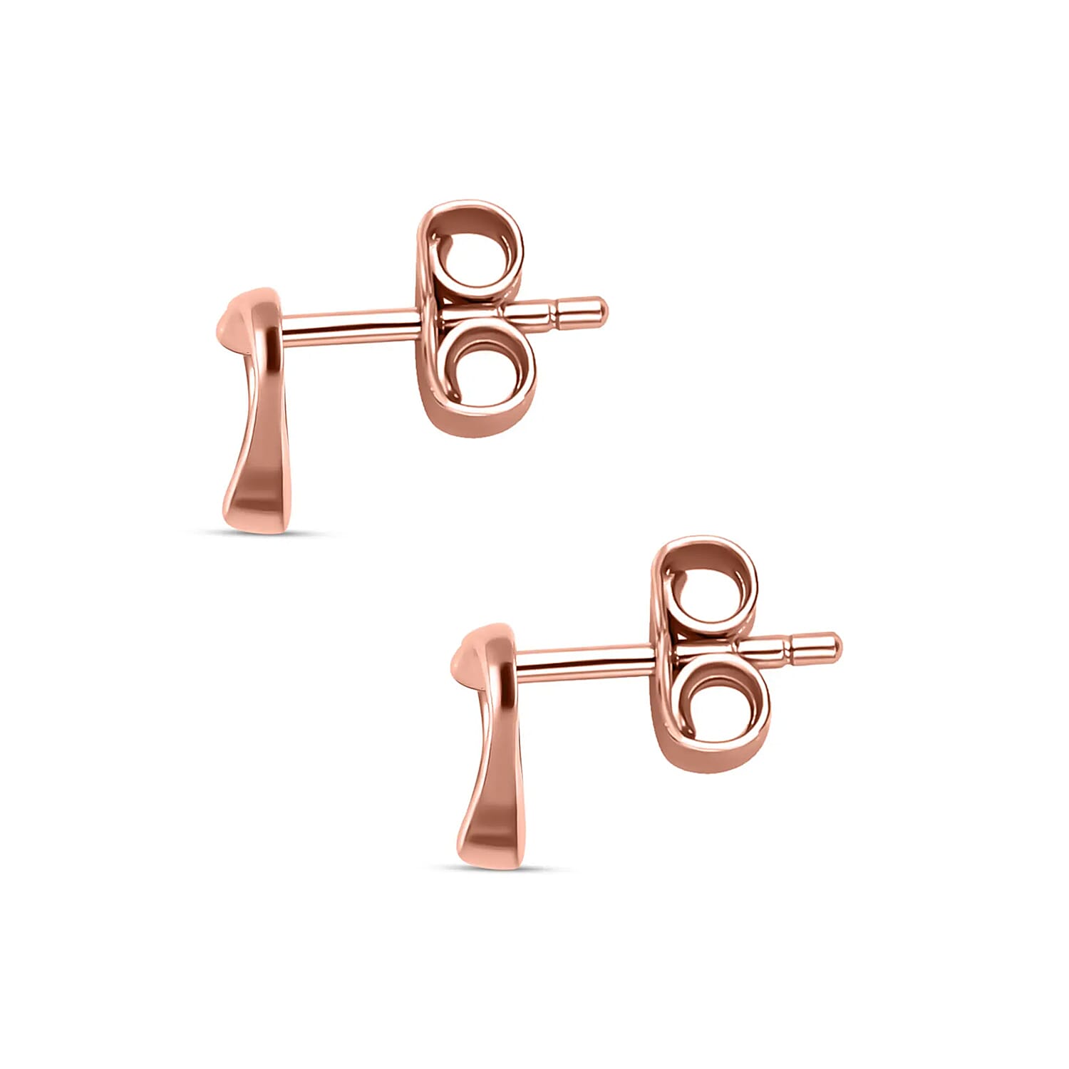 18K Vermeil Rose Gold Plated Sterling Silver Heart Stud Push Back Earrings