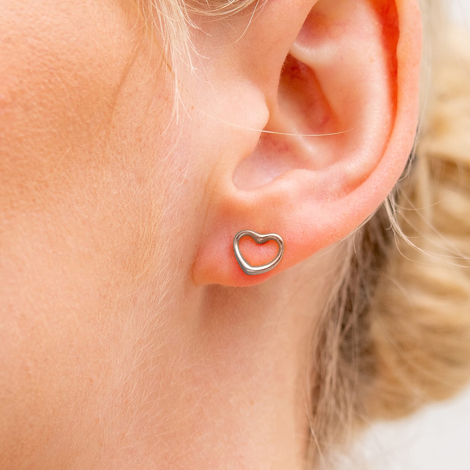 18K Vermeil Rose Gold Plated Sterling Silver Heart Stud Push Back Earrings