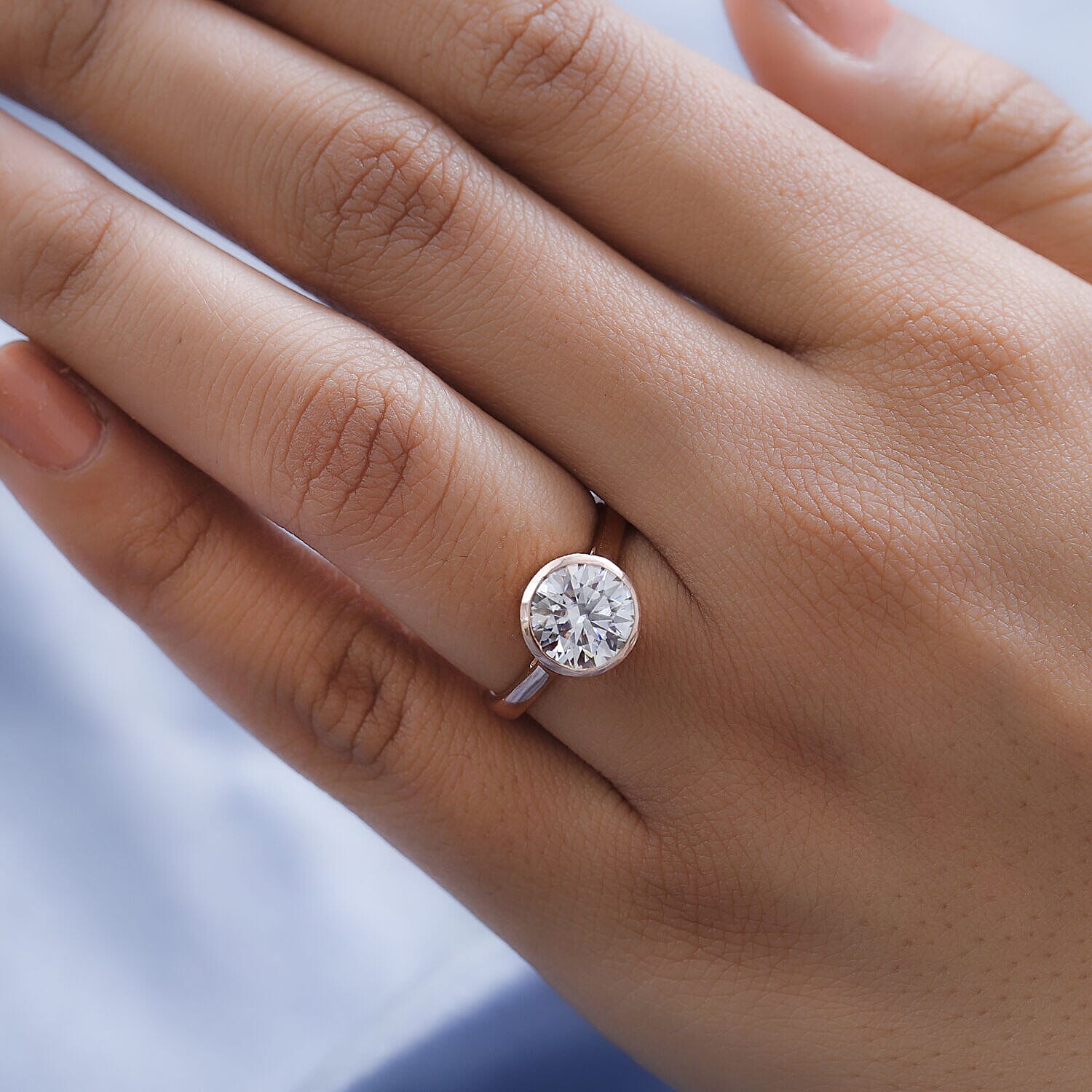 Moissanite Solitaire Ring in Sterling Silver