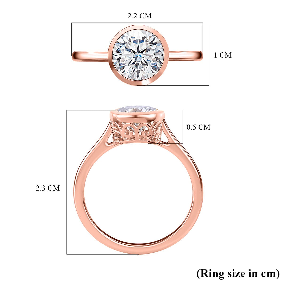 Moissanite Solitaire Ring in Sterling Silver