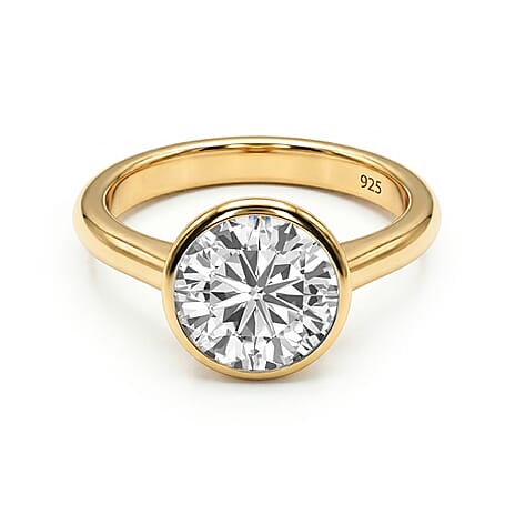 Moissanite Solitaire Ring in 18K Vermeil Rose Gold Plated Sterling Silver 2.175 Ct