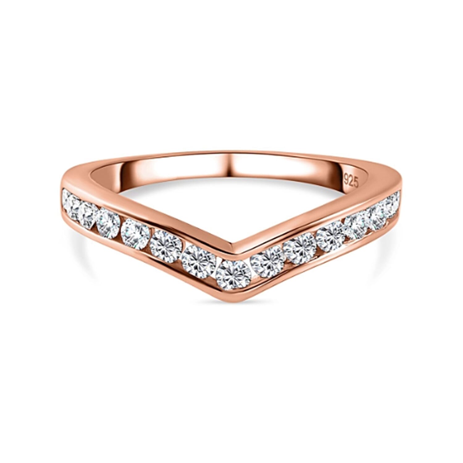 Moissanite Wishbone Ring in Sterling Silver