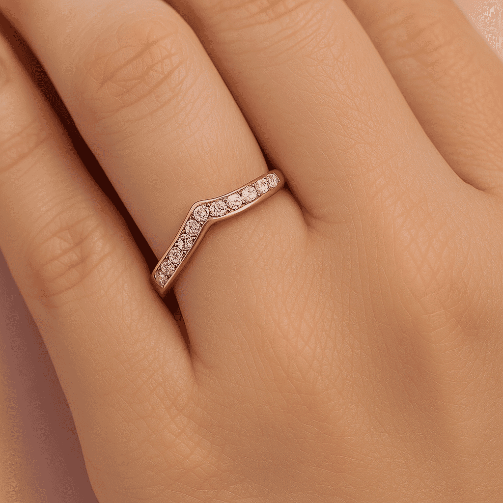 Moissanite Wishbone Ring in Sterling Silver