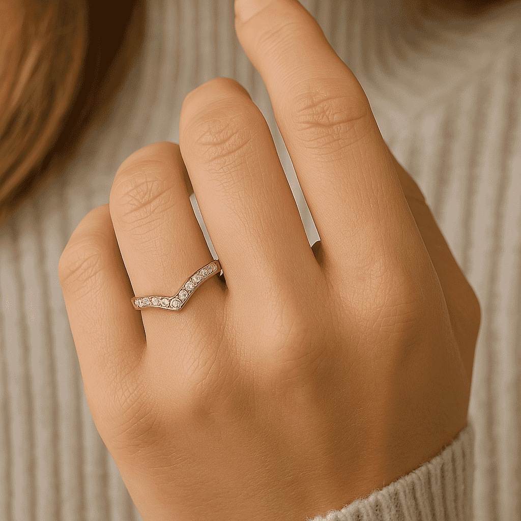 Moissanite Wishbone Ring in Sterling Silver