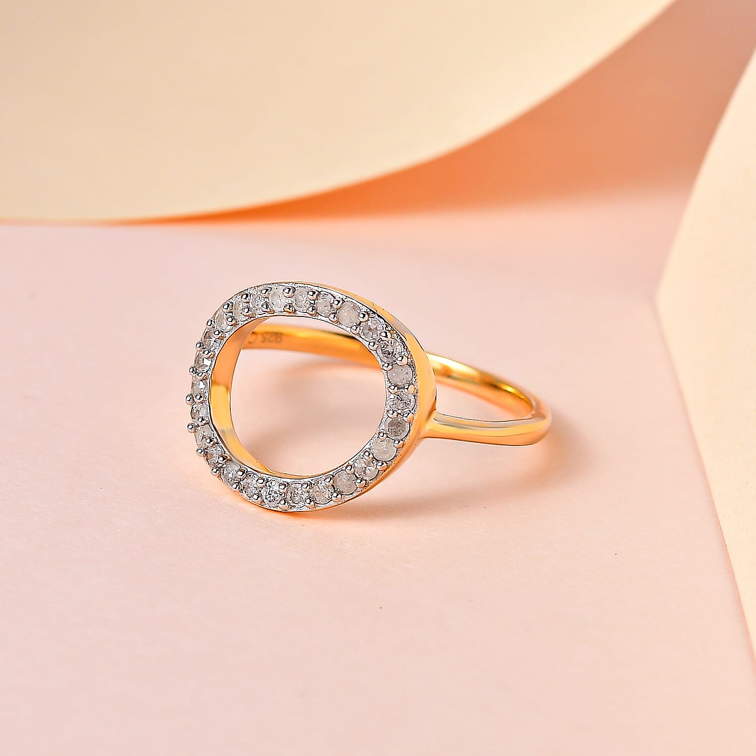 Diamond Band Ring in 18K Vermeil Yellow Gold Plated Sterling Silver 0.260 Ct.