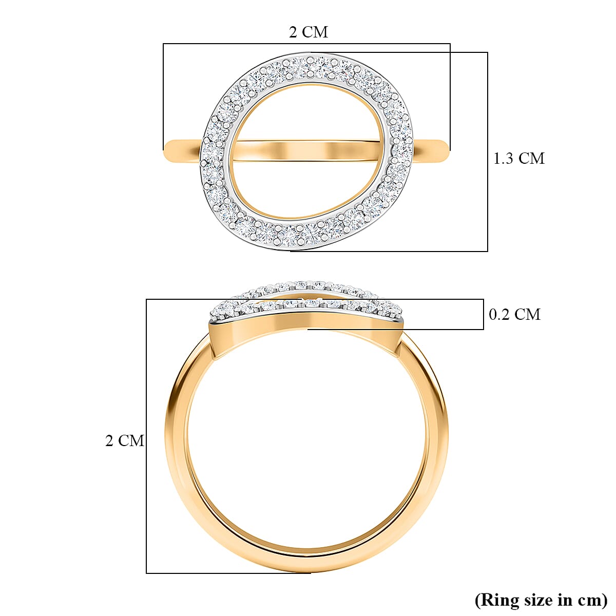 Diamond Band Ring in 18K Vermeil Yellow Gold Plated Sterling Silver 0.260 Ct.
