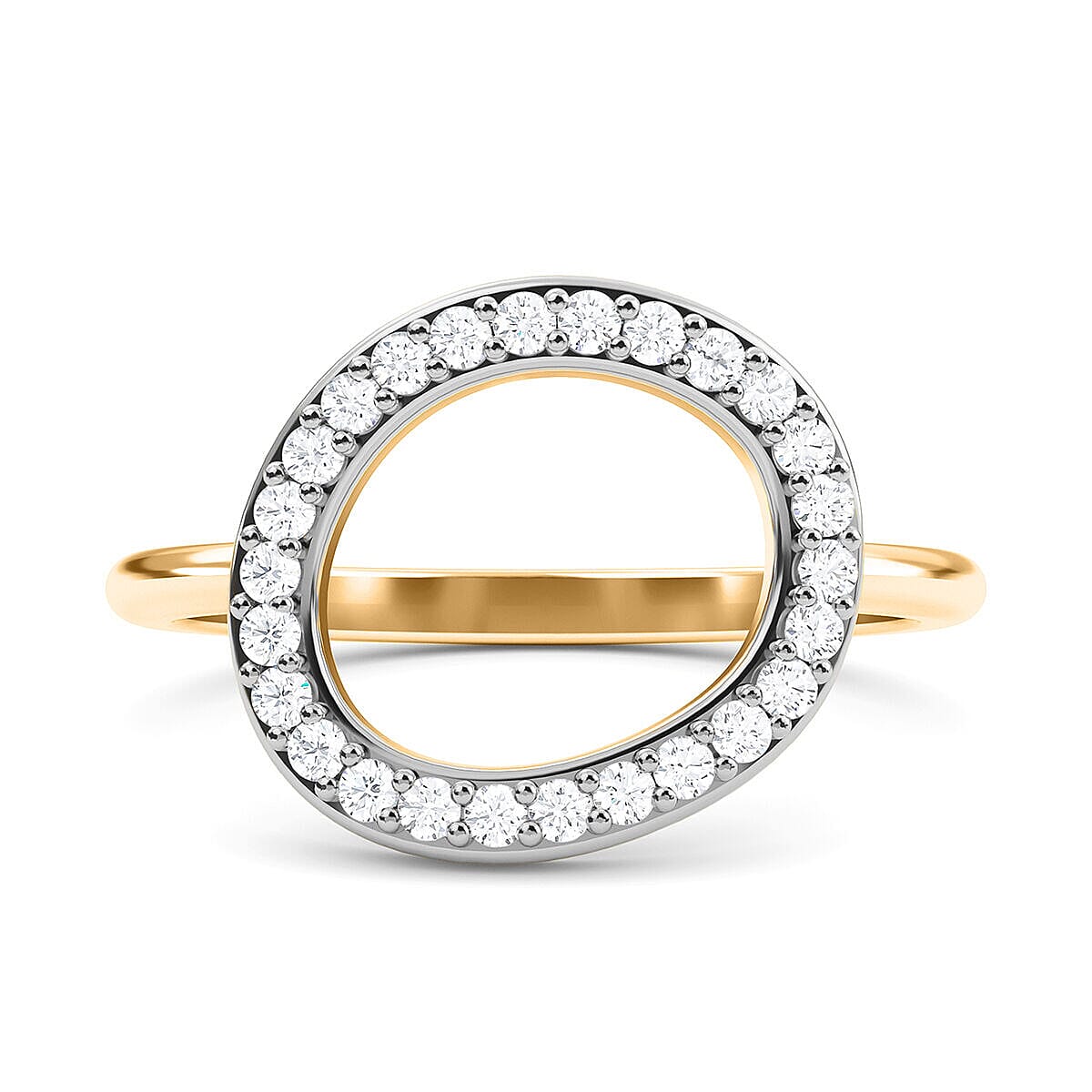 Natural Diamond Circle Ring in 18K Vermeil Yellow Gold Plated Sterling Silver 0.26 Ct.