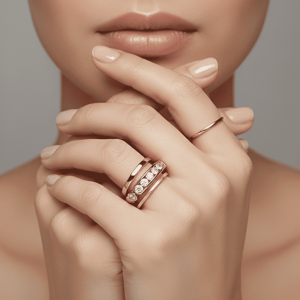 Moissanite Half Eternity Ring in Sterling Silver.