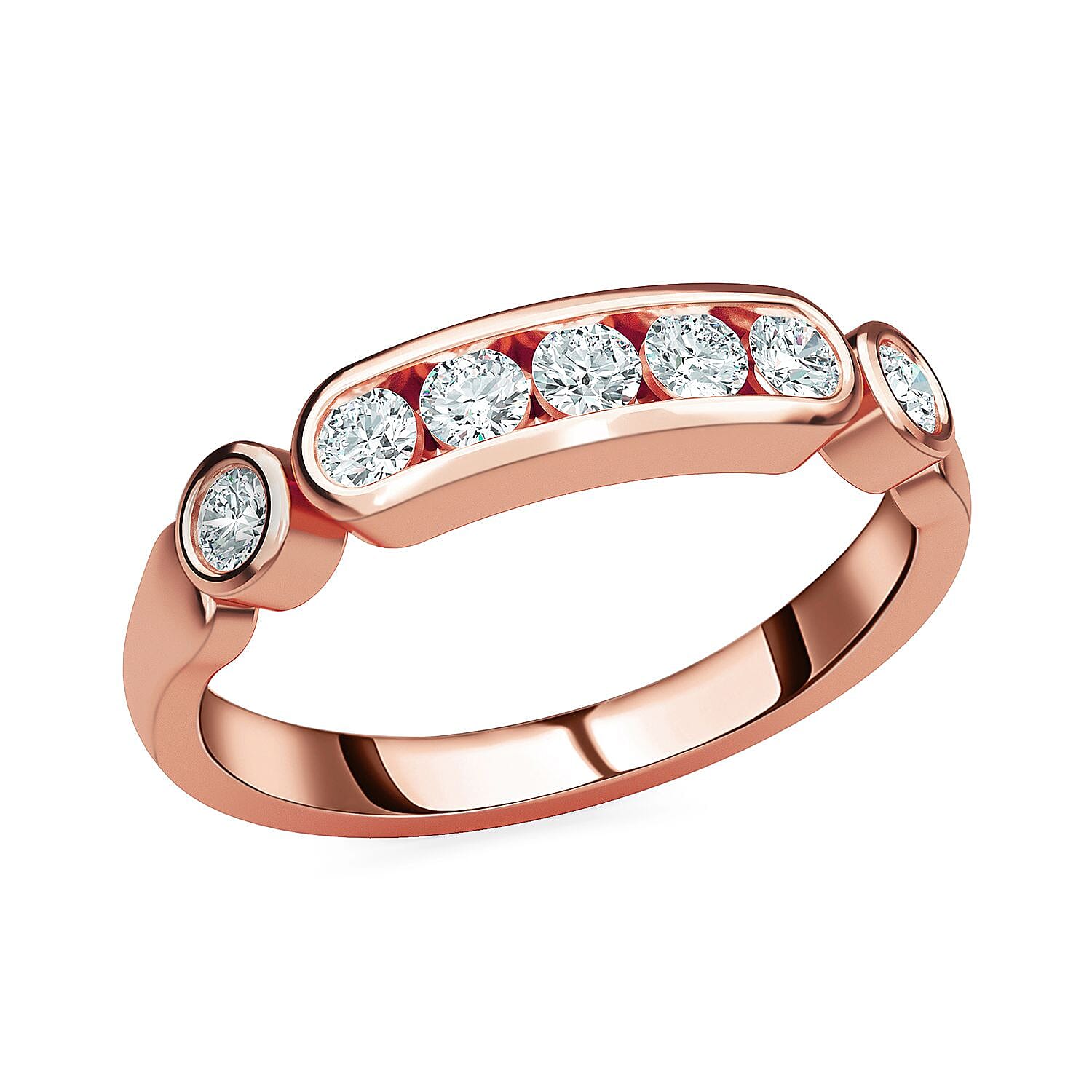 Moissanite Half Eternity Ring in Sterling Silver.