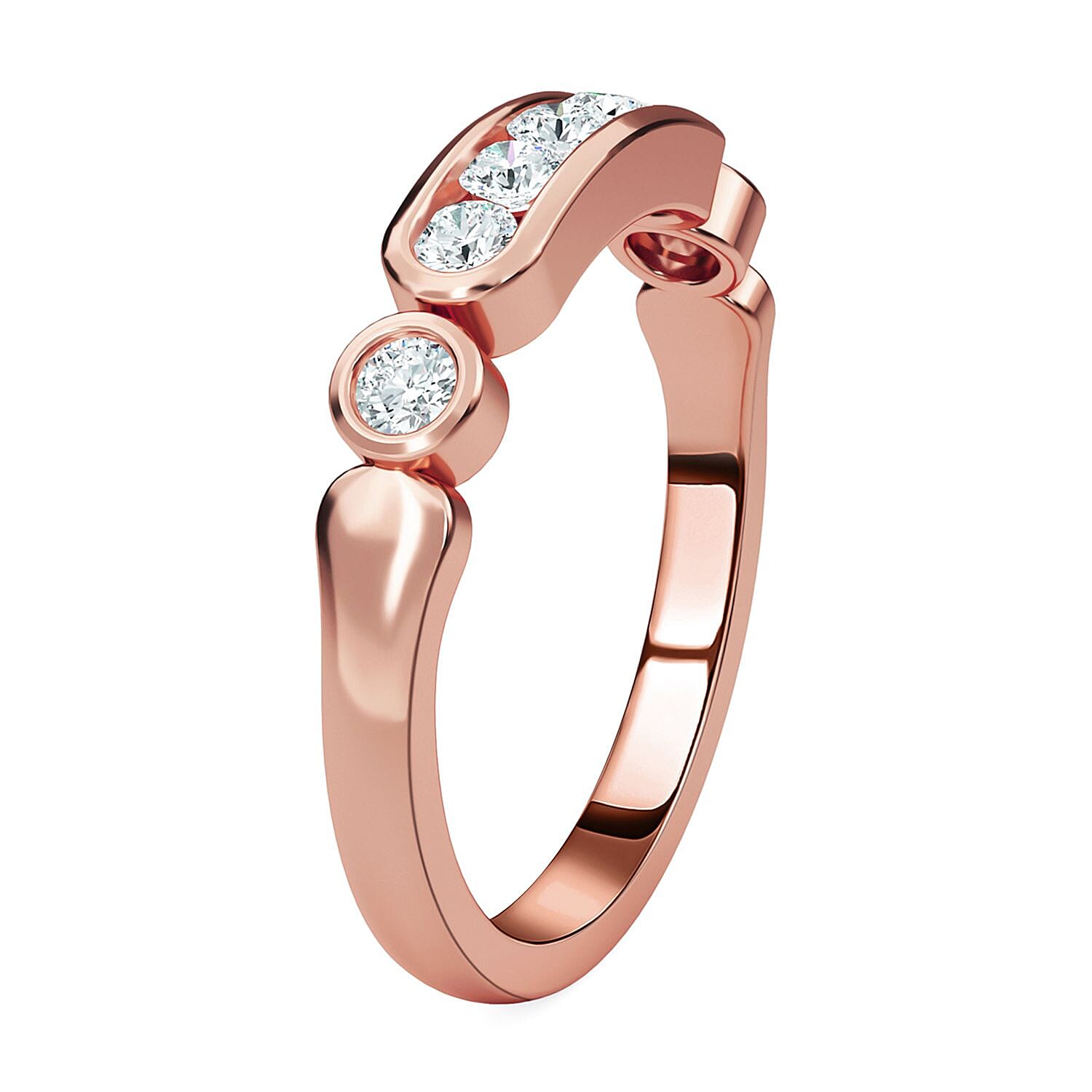 Moissanite Half Eternity Ring in Sterling Silver.