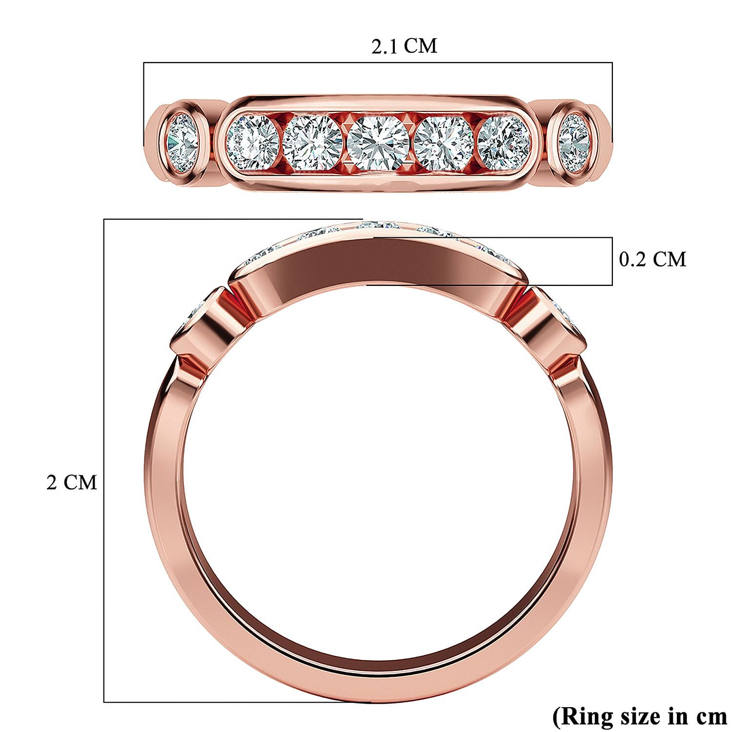 Moissanite Half Eternity Ring in Sterling Silver.