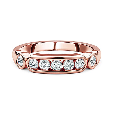 Moissanite 7-Stone Ring in Sterling Silver with 18K Vermeil Rose Gold