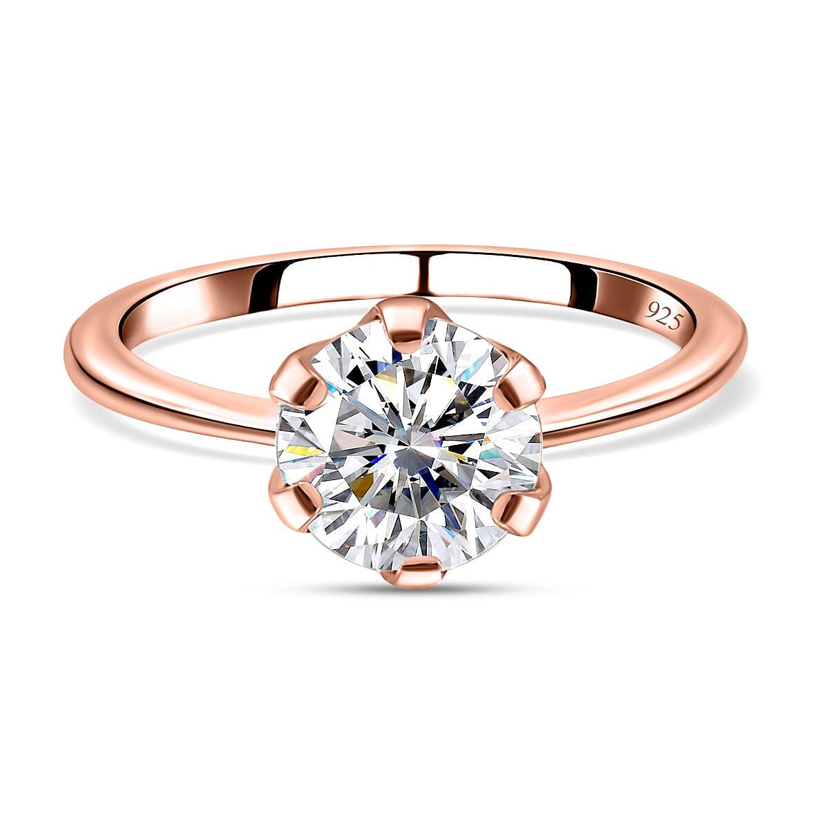 Moissanite Solitaire Ring in Sterling Silver