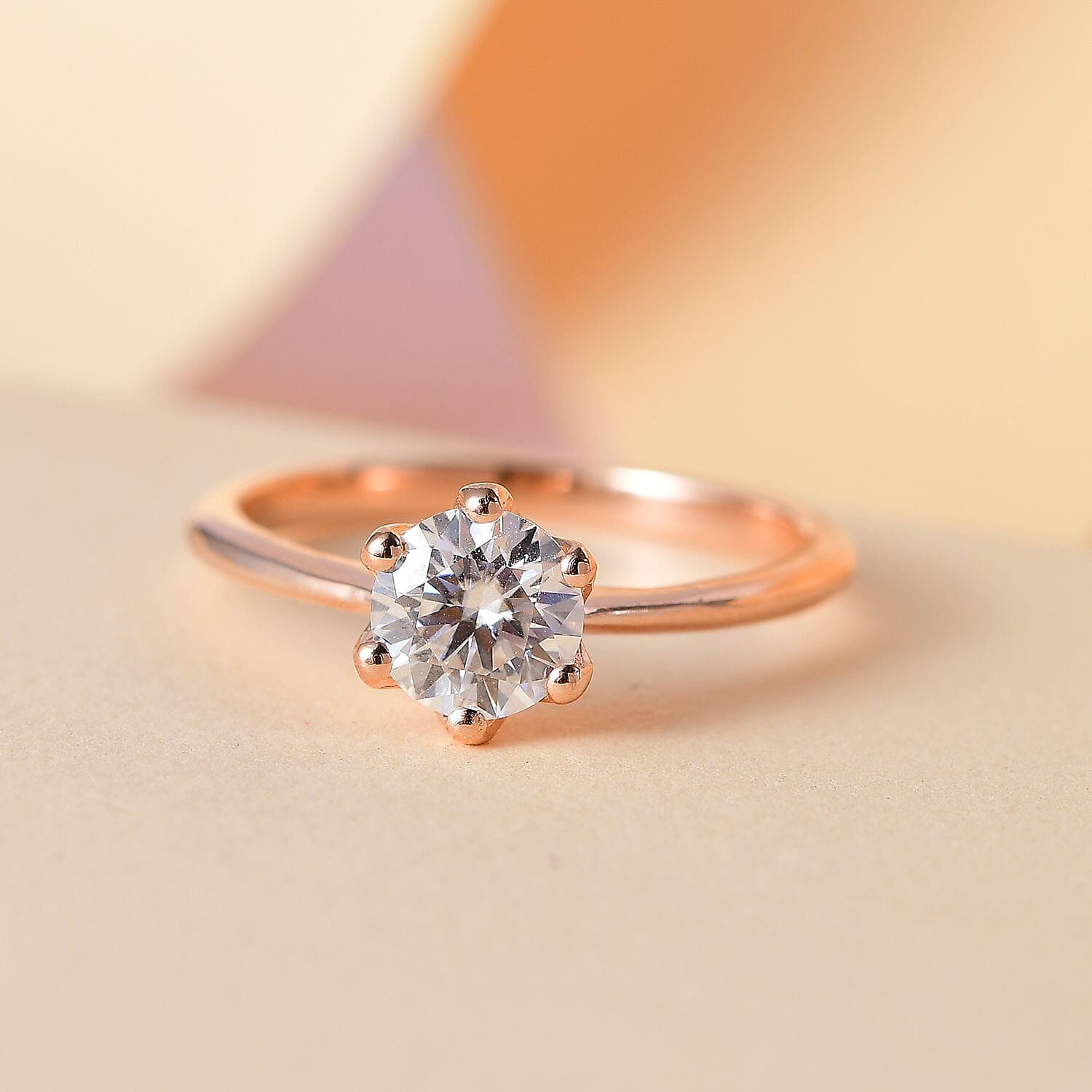 Moissanite Solitaire Ring in Sterling Silver