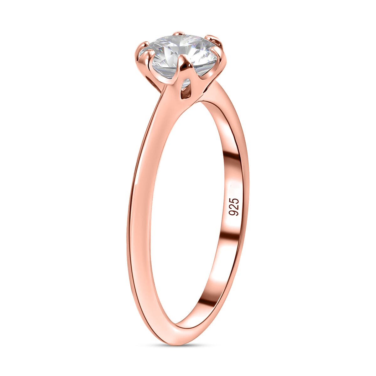 Moissanite Solitaire Ring in Sterling Silver