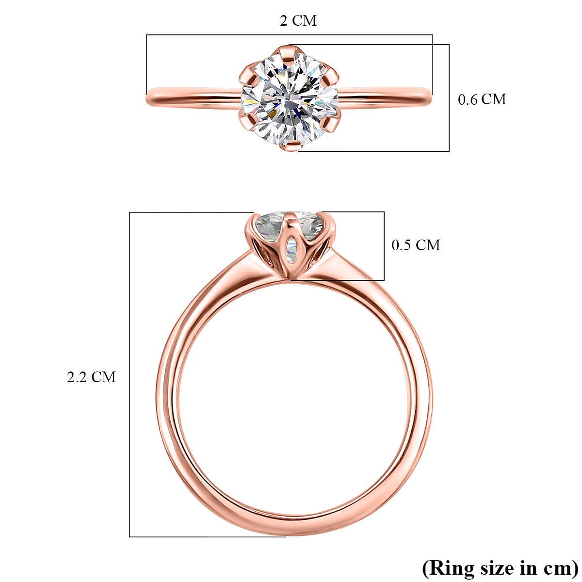 Moissanite Solitaire Ring in Sterling Silver