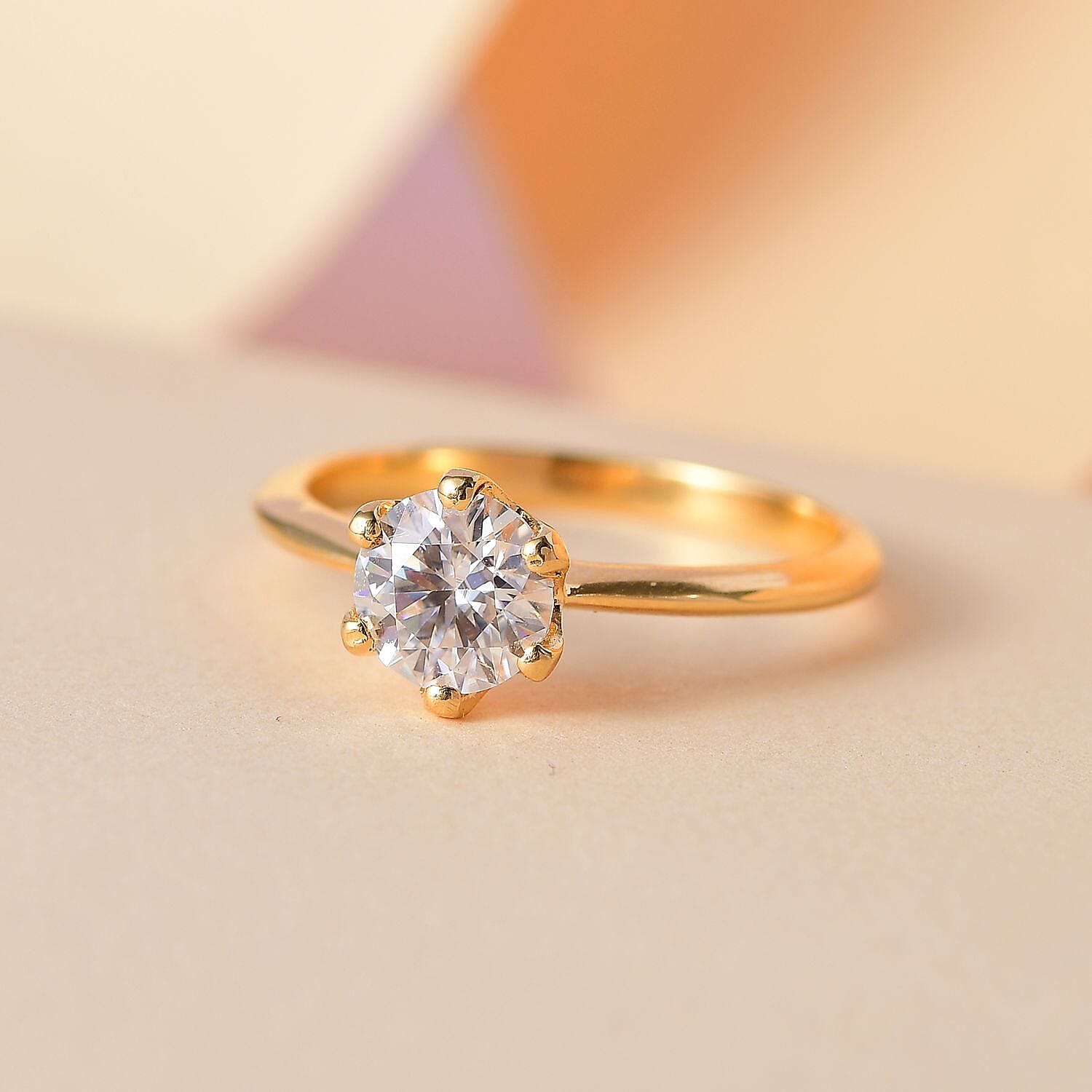 Moissanite Solitaire Ring in Sterling Silver