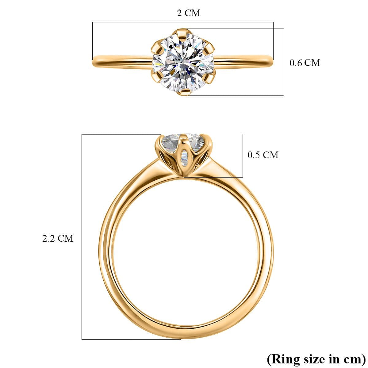 Moissanite Solitaire Ring in Sterling Silver