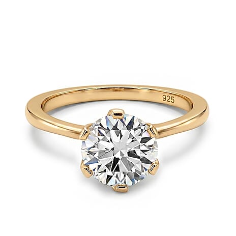 Moissanite Solitaire Ring in 18K Vermeil Rose Gold Plated Sterling Silver 0.744 Ct.