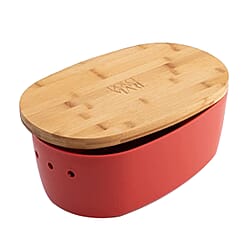 DOLCEMARE Red Pepper Bread Box and Chopping Board (Size 39x24x14 cm) - Red