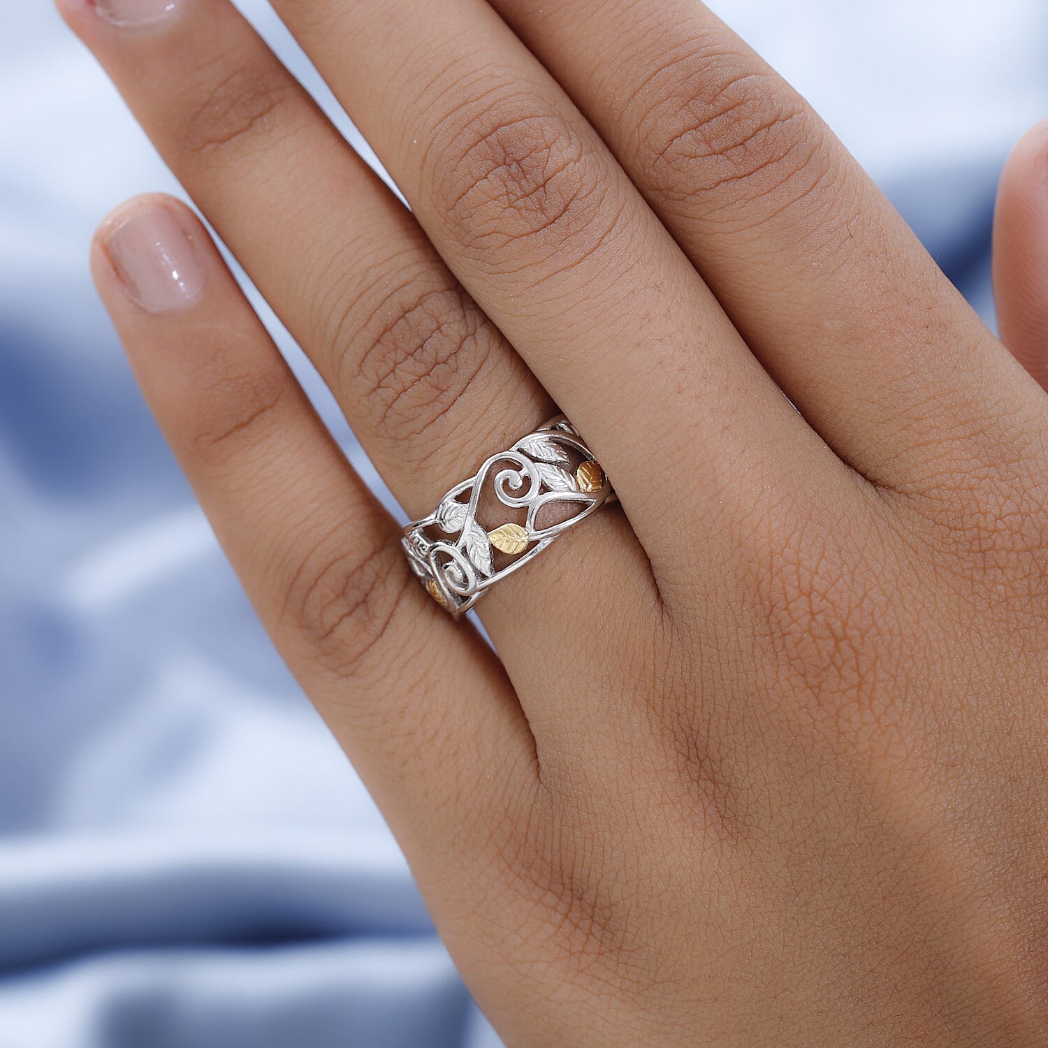 Filigree Leaf Ring in Sterling Silver