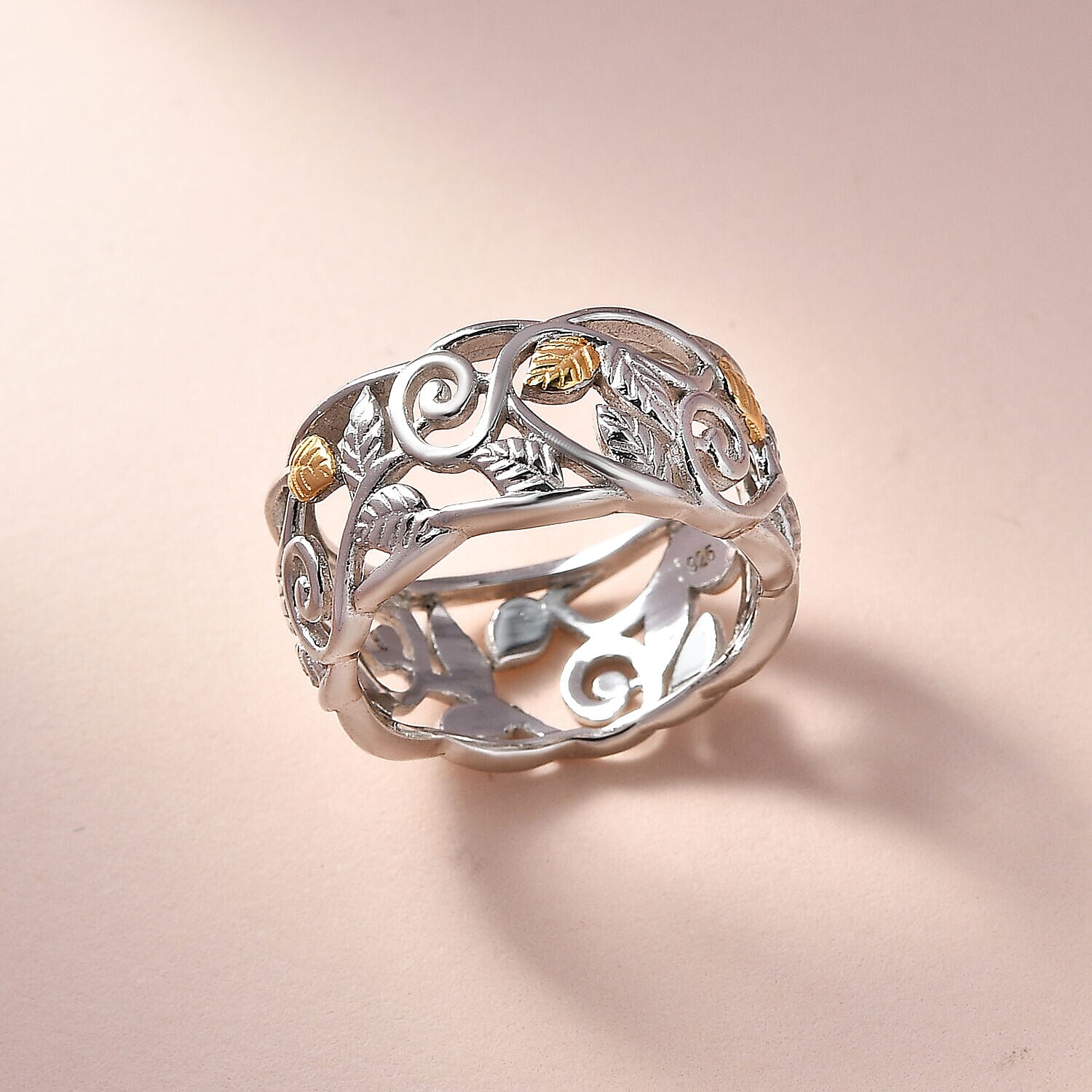 Filigree Leaf Ring in Sterling Silver