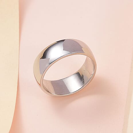 Platinum Overlay Sterling Silver Band Ring