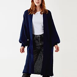 Nova of London Edge to Edge Knitted Long Cardigan (One Size) - Navy