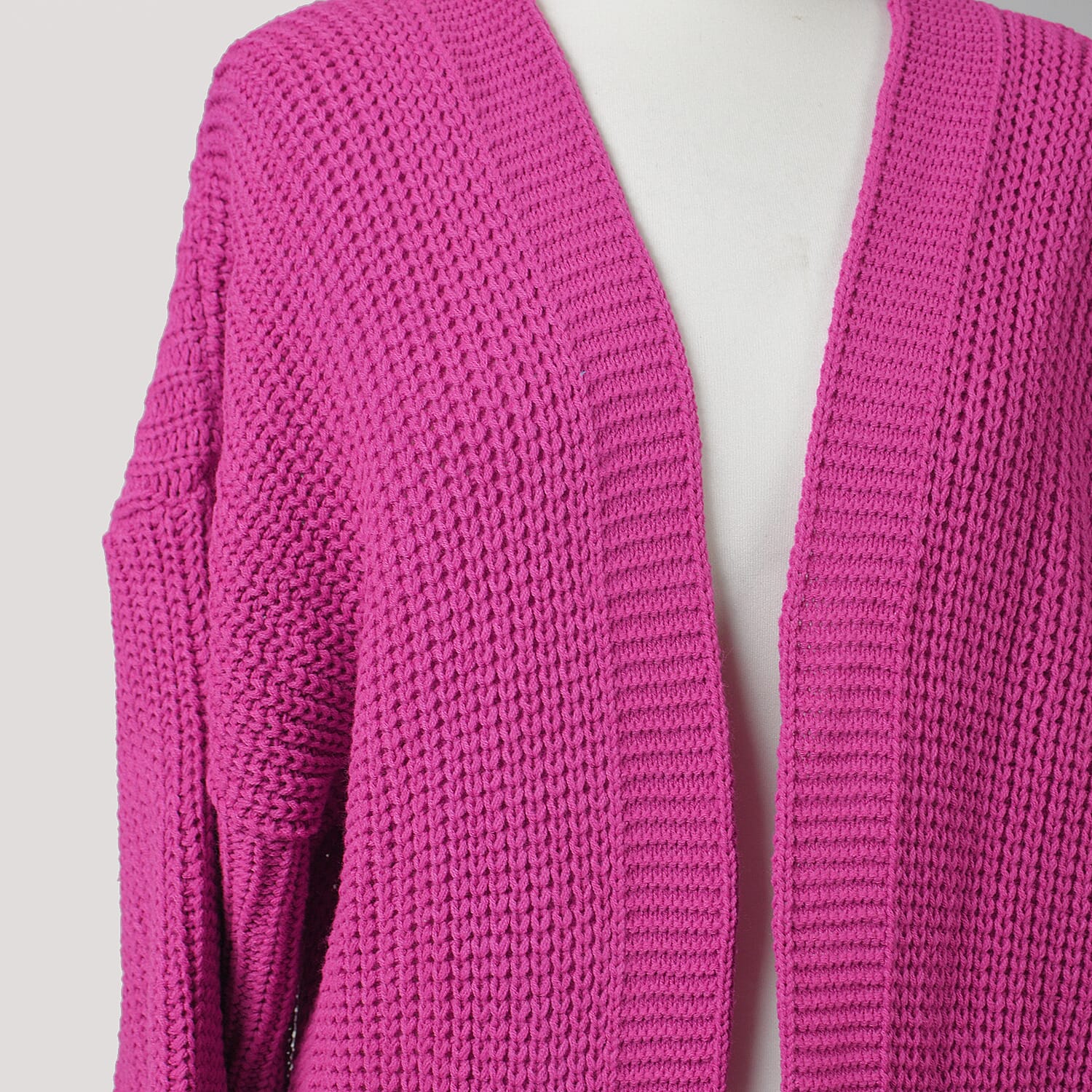 Nova of London Edge to Edge Knitted Long Cardigan (One Size) - Magenta